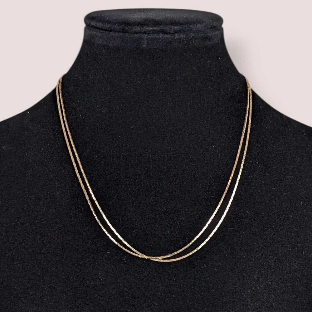 (2/$20) V. 2-Strand Adjustable Dainty Flat Link Chain Necklace